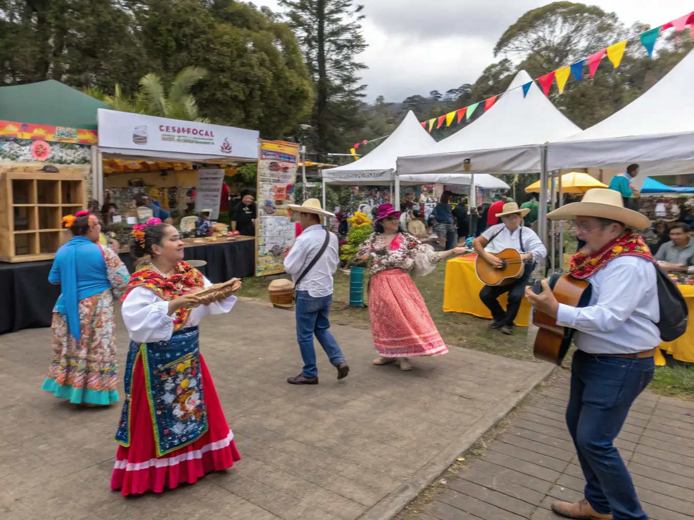 A vibrant image of community members attending a cultural festival organized by AMICALE LAIQUE SAINTES, showcasing local traditions and artistic expressions.